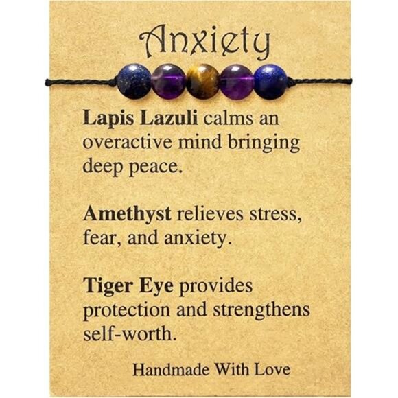 amethyst crystal healing stone bracelet anxiety relief adjustable gemstone gift - Picture 7 of 7